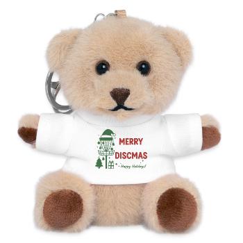 Merry Discmas Happy Holidays Disc Golf Basket - Teddy Keyring - white - Front