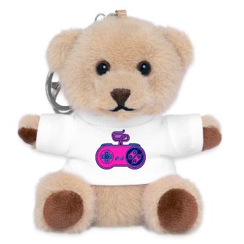 Retro pink neon controller - Teddy Keyring - white - Front