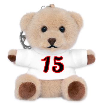 15. 15 ANS. 15e ANNIVERSAIRE. ANNIVERSAIRE 15 ANS. - Porte-clés ourson - blanc - Devant