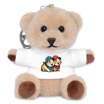 Cute Guinea Pig Friends – Funny Animal Motif - Teddy Keyring - white - Front