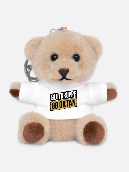 Blutgruppe 98 Oktan - Benzin Design - Teddy Schlüsselanhänger - Weiß