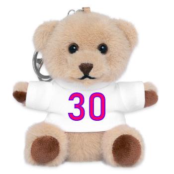 30. 30 ANS. 30e ANNIVERSAIRE. ANNIVERSAIRE 30 ANS. - Porte-clés ourson - blanc - Devant