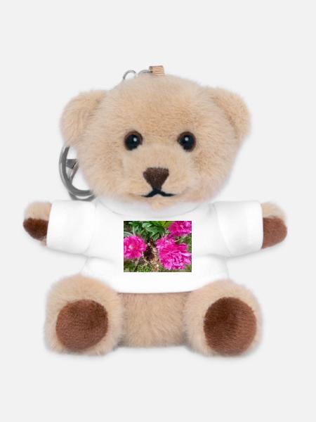 Pfingstrosen-Fuchsia-Garten - Teddy Schlüsselanhänger - Weiß