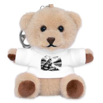 Wolf und Kind in der Natur – Berge, Wald, Fluss - Teddy Schlüsselanhänger - Weiß - Vorne