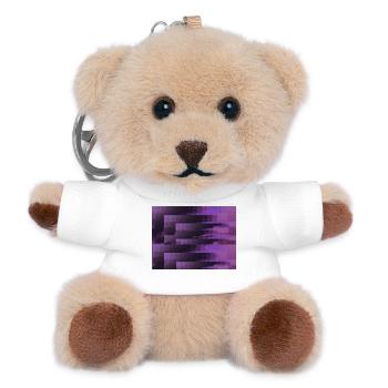 3D Glitch Purple Raster Neon - Teddy Schlüsselanhänger - Weiß - Vorne