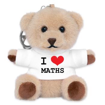 J'aime les Maths : Tee-shirt Passion Mathématiques - Porte-clés ourson - blanc - Devant