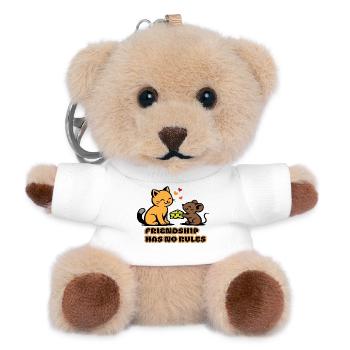Freundschaft Ohne Regeln Katze Maus - Teddy Schlüsselanhänger - Weiß - Vorne