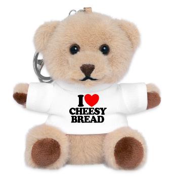 I love cheese bread. My favorite food: cheese bread. - Teddy Keyring - white - Front