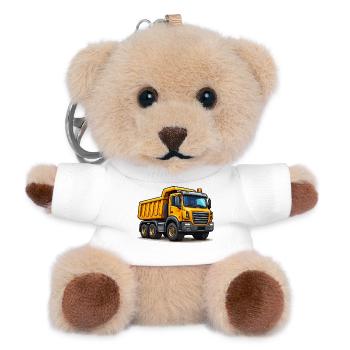 Construction Vehicle Dump Truck - Teddy Keyring - white - Front