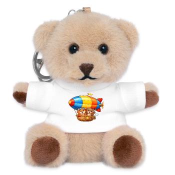 Zeppelin Animals Motif Cartoon Airship - Teddy Keyring - white - Front