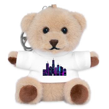 Neon City Skyline - Teddy Schlüsselanhänger - Weiß - Vorne