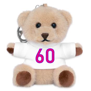 60. 60 YEARS. 60th ANNIVERSARY. 60TH BIRTHDAY. - Teddy Keyring - white - Front