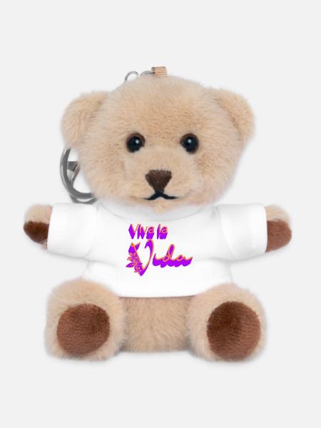Auf das Leben Blumen-Design - Teddy Schlüsselanhänger - Weiß