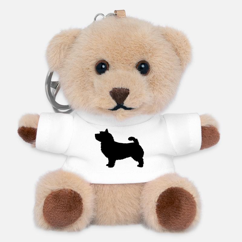 Norwich Terrier silhouette - Teddy Keyring - white