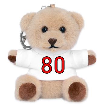 80. 80 JAHRE. 80. JUBILÄUM. 80-JAHRES-JUBILÄUM. - Teddy Schlüsselanhänger - Weiß - Vorne