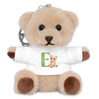 E with Teddy: Playful Letter E - Teddy Keyring - white - Front