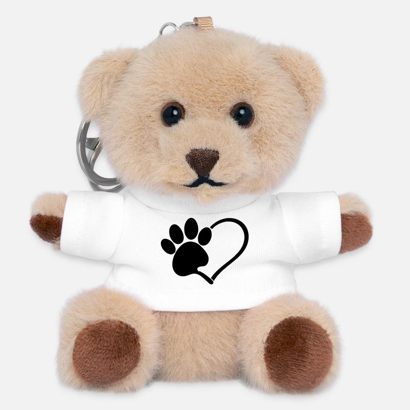 Dogs Love - Teddy Keyring - white