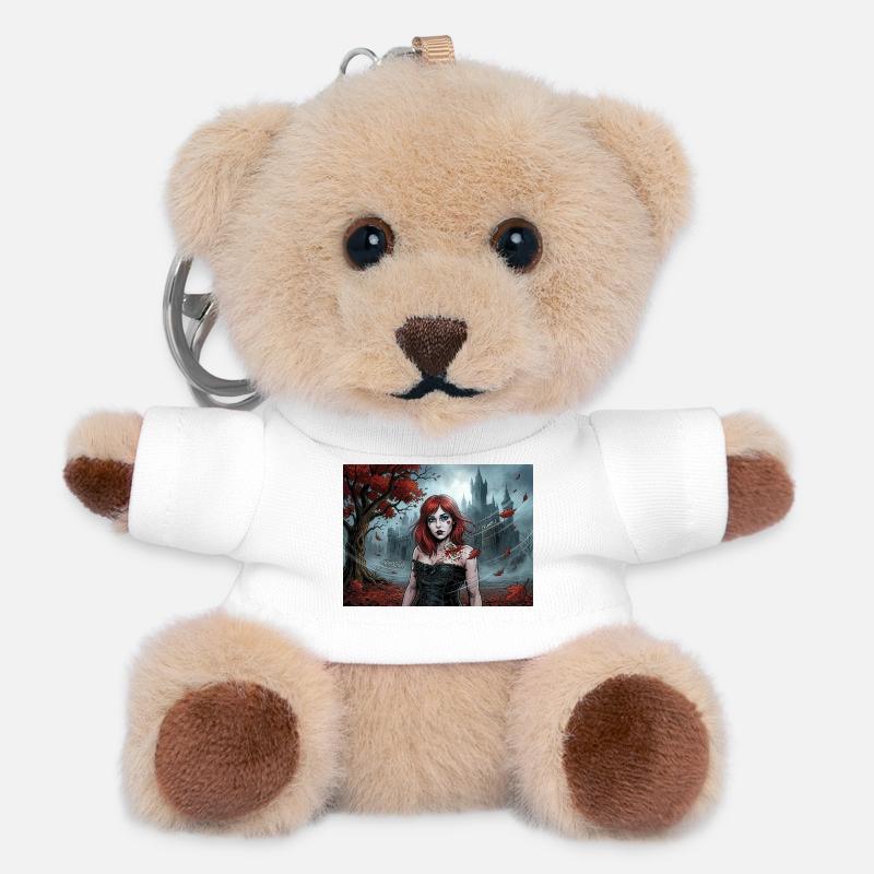 Redhead gothic woman in autumn magic - Teddy Keyring - white