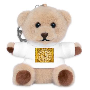 Golden Baroque clock - Teddy Keyring - white - Front