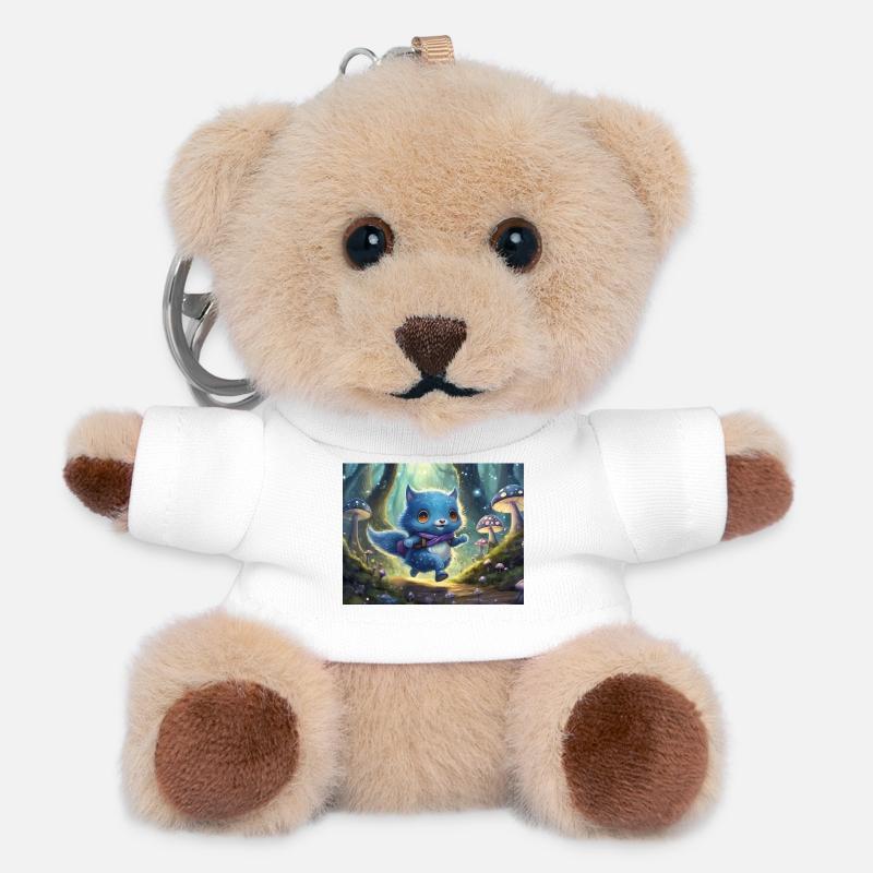 Aventure du chaton de la Forêt Bleue - Porte-clés ourson - blanc