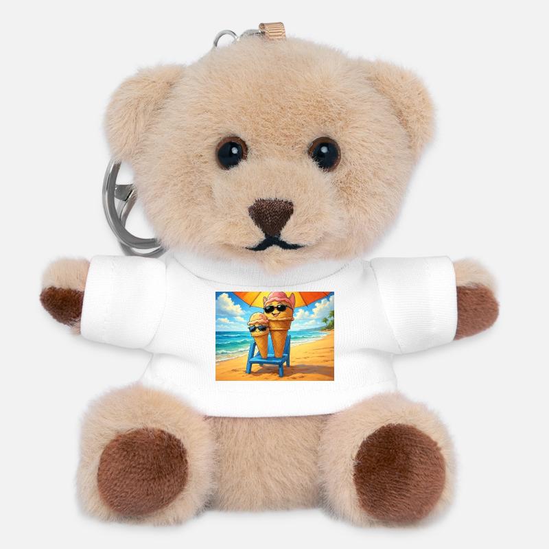 Eiscreme im Sommer - Teddy Keyring - white