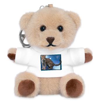 Blue Leopard Bokeh - Teddy Keyring - white - Front