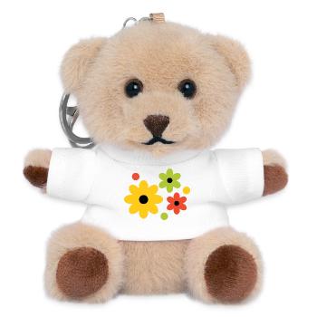 Motif de couleurs florales joyeuses - Flower Power - Porte-clés ourson - blanc - Devant