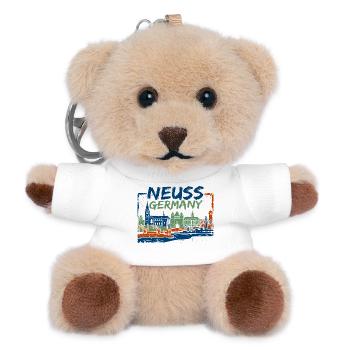 Neuss Germany Skyline Harbor and Cathedral - Teddy Keyring - white - Front