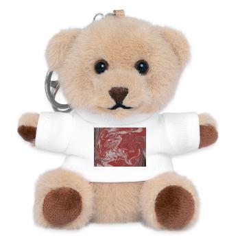 Marble Swirl Red-Grey - Teddy Keyring - white - Front