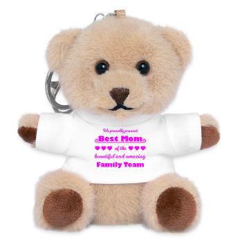 Meilleure équipe de maman – Family Joy Pink - Porte-clés ourson - blanc - Devant