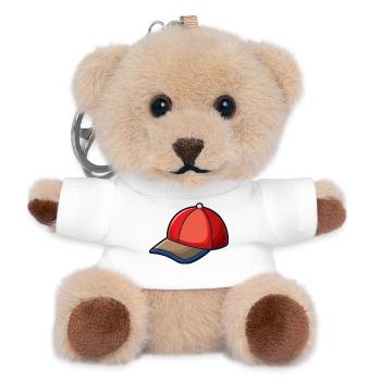 Cartoon Baseball Hat - Teddy Keyring - white - Front