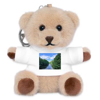 Rivière tranquille au milieu des arbres verdoyants - Porte-clés ourson - blanc - Devant