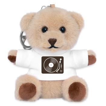 Retro Plattenspieler Vinyl Design - Teddy Schlüsselanhänger - Weiß - Vorne