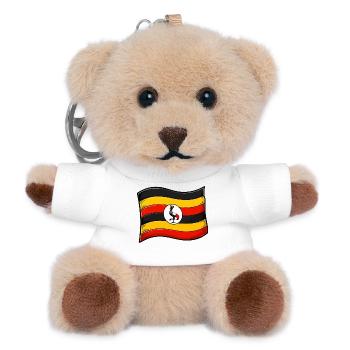 Uganda flag art with crane - Teddy Keyring - white - Front