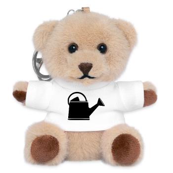 Gießkanne Garten Geschenk  Gärtner  - Teddy Schlüsselanhänger - Weiß - Vorne