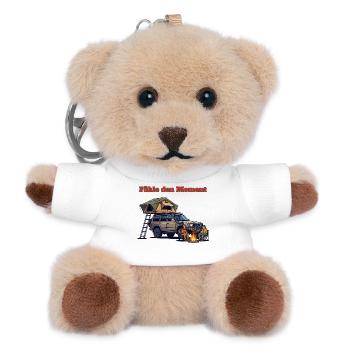 "Fühle den Moment" Dachzelt Camping - Teddy Schlüsselanhänger - Weiß - Vorne