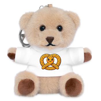 Lächelnde Brezel - Teddy Schlüsselanhänger - Weiß - Vorne