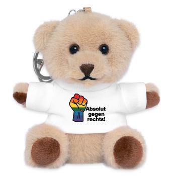 ABSOLUT GEGEN RECHTS, STATEMENT GEGEN AFD, PRIDE - Teddy Schlüsselanhänger - Weiß - Vorne