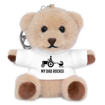 My Dad Rocks! (Trecker & Kinderwagen / Black) - Teddy Schlüsselanhänger - Weiß - Vorne