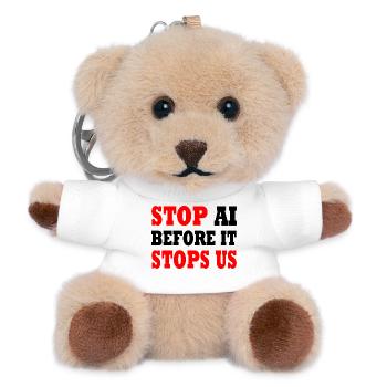 stop ai before it stops us - Teddy Schlüsselanhänger - Weiß - Vorne