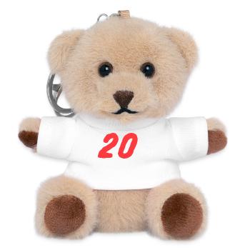 Nummer 20 fett in Rot - Teddy Schlüsselanhänger - Weiß - Vorne