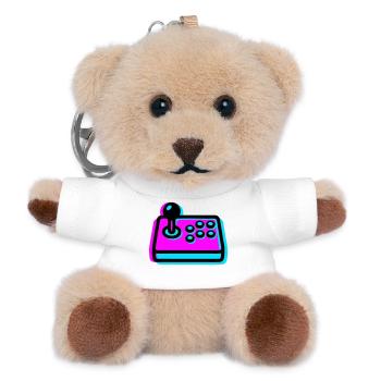 Pinker Arcade Stick Glitch Icon - Teddy Schlüsselanhänger - Weiß - Vorne
