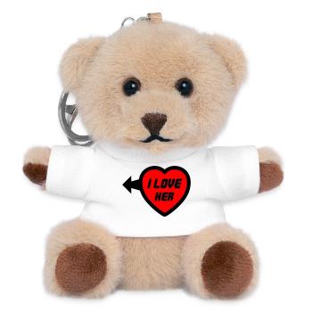 Herz I LOVE HER Typo - Teddy Schlüsselanhänger - Weiß - Vorne