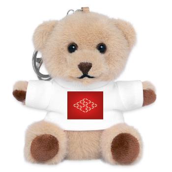 Beiges Diamanten-Raster Muster - Teddy Schlüsselanhänger - Weiß - Vorne
