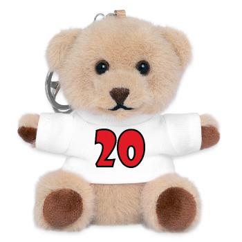 20. 20. JAHRESTAG. 20-JÄHRIGES JUBILÄUM. 20 JAHRE. - Teddy Schlüsselanhänger - Weiß - Vorne