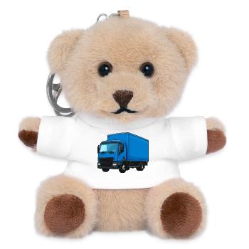 Blauer LKW Kraftvoller Transporter - Teddy Schlüsselanhänger - Weiß - Vorne