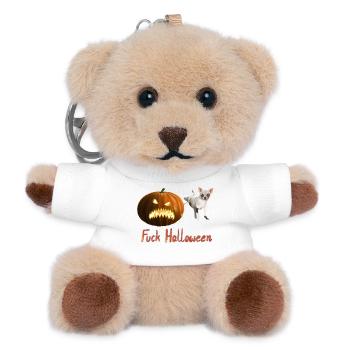 Anti Halloween - Chihuahua und wütender Kürbis - Teddy Schlüsselanhänger - Weiß - Vorne