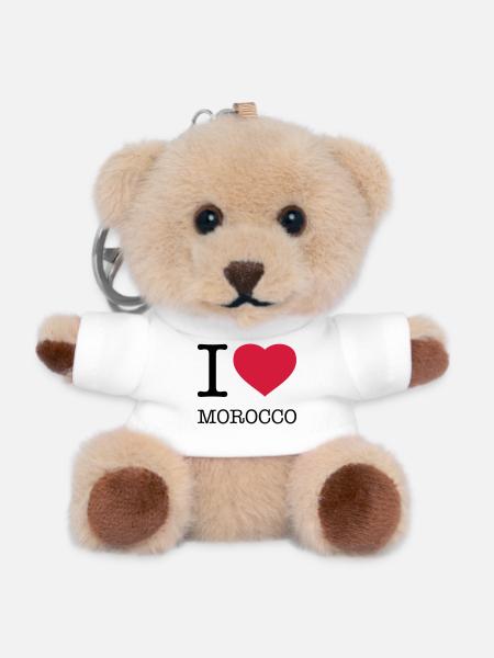 J’AIME LE MAROC Marokko - Porte-clés ourson - blanc