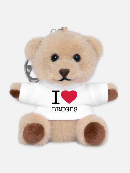 J’AIME BRUGES Brügge - Porte-clés ourson - blanc