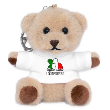 Küss mich Italienisch Geschenk - Teddy Schlüsselanhänger - Weiß - Vorne